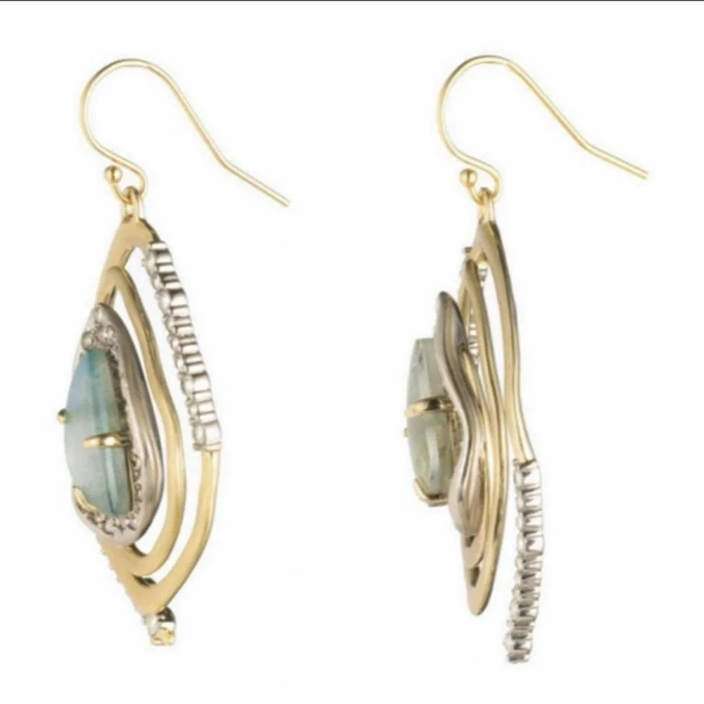 ALEXIS BITTAR • Roxbury Spiral Crystal Encrusted Turquoise Drop Earrings